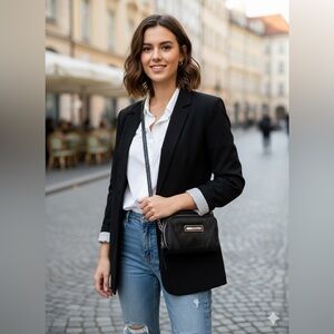 Kenneth Cole Reaction Black Croc Crossbody Bag